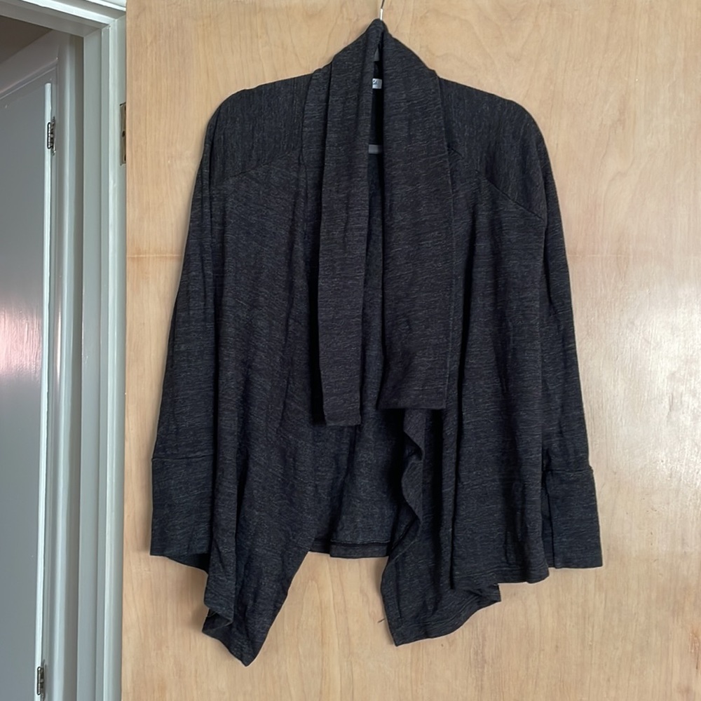 Splendid cardigan sweater open waterfall shawl front charcoal grey nwot size s
